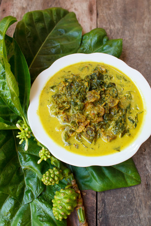 Cockle curry with noni leaves, Traditional thai curry.の写真素材