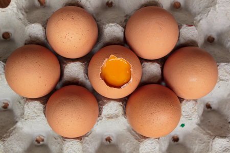 fresh eggs for sale at a market.の写真素材