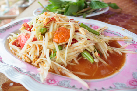Thai papaya salad or Som Tum, popular of thai food.の写真素材