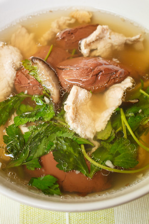 Pork's Entrails and Blood Jelly Soup, Pork blood soup, Famous Asian Soup.の写真素材