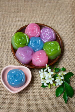 Layer Sweet Cake (Kanom Chan),  kind of Thai sweetmeat.の写真素材