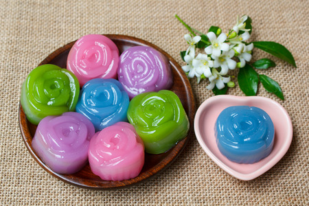 Layer Sweet Cake (Kanom Chan),  kind of Thai sweetmeat.の写真素材