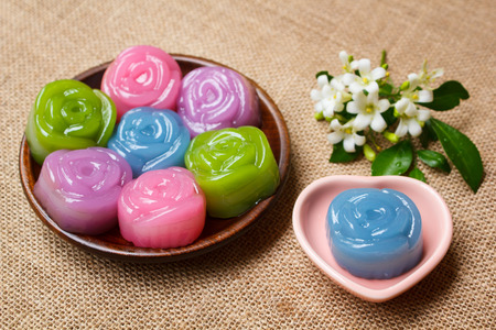 Layer Sweet Cake (Kanom Chan),  kind of Thai sweetmeat.の写真素材