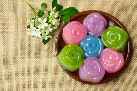 Layer Sweet Cake (Kanom Chan),  kind of Thai sweetmeat.の写真素材