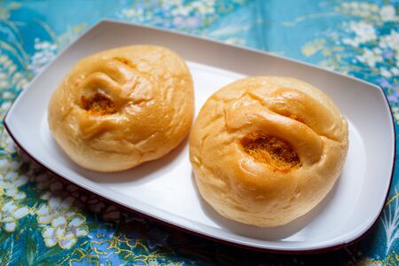 Bread with dried shredded pork, coffee break thai style.の写真素材