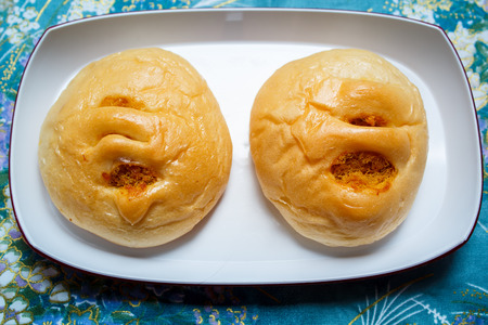 Bread with dried shredded pork, coffee break thai style.の写真素材