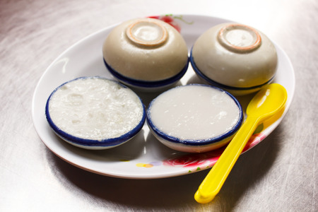 Thai dessert made of coconut milk, pandan leaves and tapioca flour.の写真素材