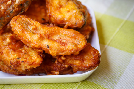 Deep fried banana and deep fried pumpkin - thai snack.の写真素材