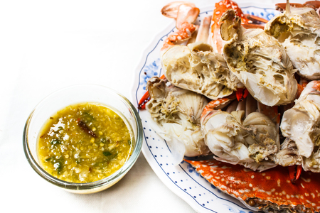 Steamed crab, seafood thai style at restaurant.の写真素材