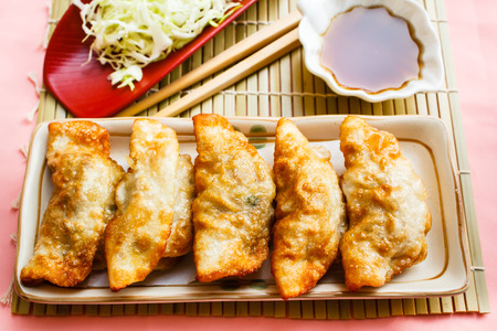 Fried Gyoza, dumplings popular japanese food.の写真素材
