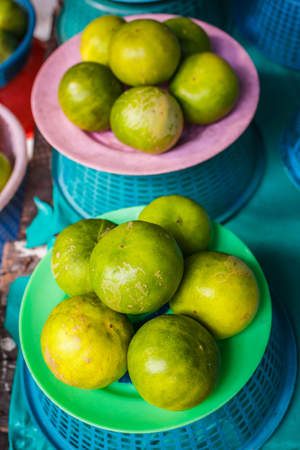 Lemons in local market in Thai.の写真素材
