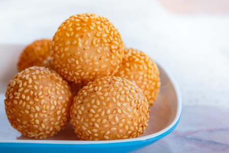 many kind of thai dessert, sesame balls.の写真素材