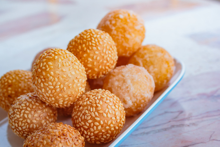 many kind of thai dessert, sesame balls.の写真素材