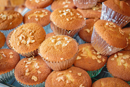 Banana cup cake, cup cake at street food.の写真素材