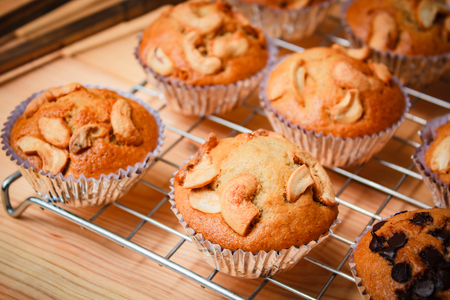 Banana cupcake freshly baked, Thai dessert.の写真素材