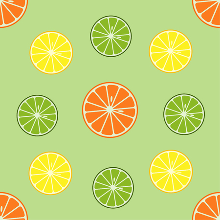 Seamless pattern with orange and lemon fruits, Vector illustration.のイラスト素材