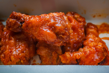 Fried chicken wings, street foods.の写真素材