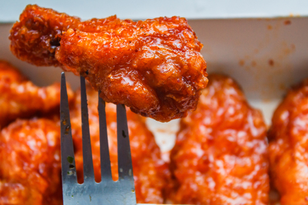 Fried chicken wings, street foods.の写真素材