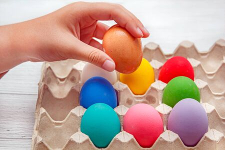 Mandy bright and colorful easter eggs, background.