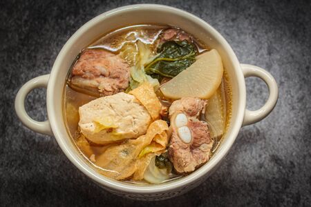 Chinese vegetable stew, mixture of vegetables, pork and tufu.の写真素材