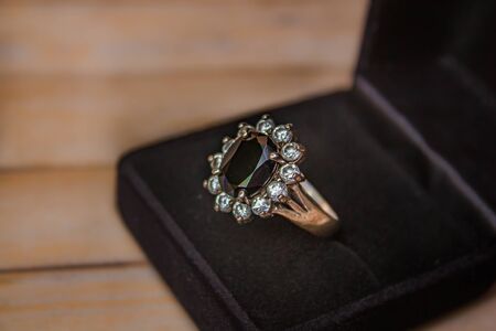 Black gem on ring gold, gem thai style.