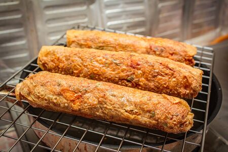 Deep fried shrimp and pork meat rolls, Chinese food style.の写真素材