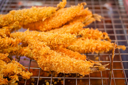 Deep fried Capelin Fish (Shishamo), Thai fried battered egg fish.の写真素材