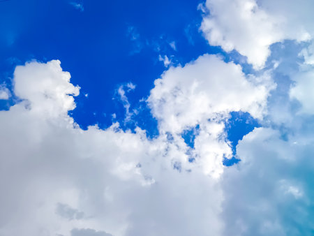 Clouds floating in blue sky, natural background.の写真素材