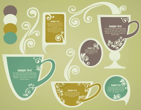 vintage cups,collection of frames for your messages のイラスト素材