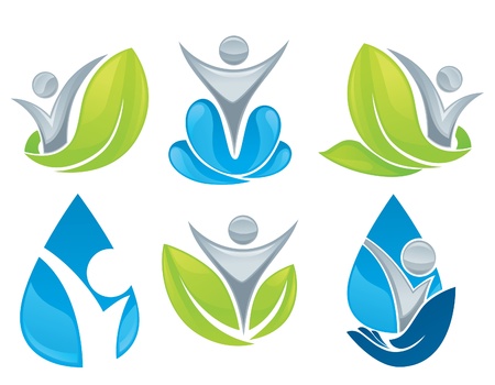 drop and leaves collection of signs, symbols and iconsのイラスト素材