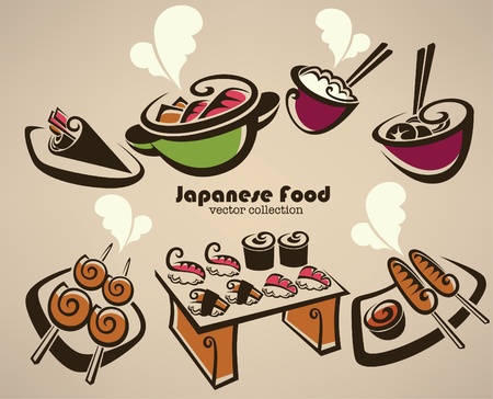 collection of japanese food symbolsのイラスト素材