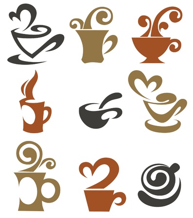 coffee and tea, cups collectionのイラスト素材