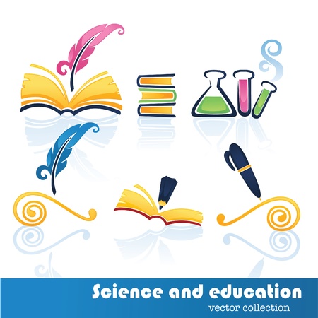 science and education collection of icons and symbols のイラスト素材