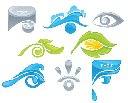 collection of eyes icons and symbols, natural conceptのイラスト素材