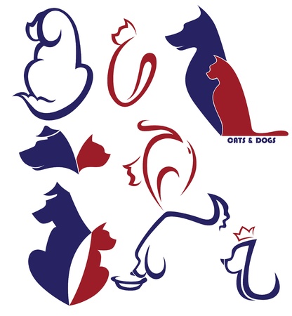 my favorite pet,  collection of cats and dogs symbols のイラスト素材