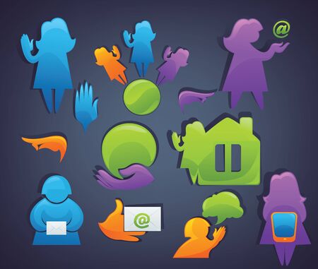  collection of connection, communication and other sign, symbols and iconsのイラスト素材