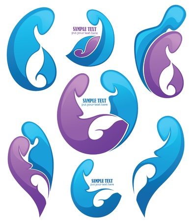 vector collection of family and pregnancy emblems and text frames のイラスト素材