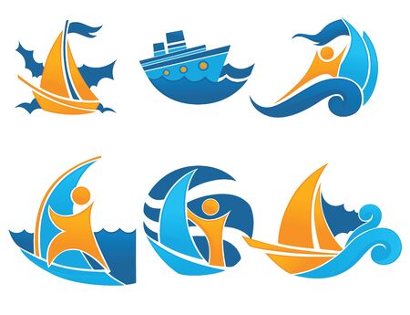 sea, summer and vocation, vector collection of iconsのイラスト素材