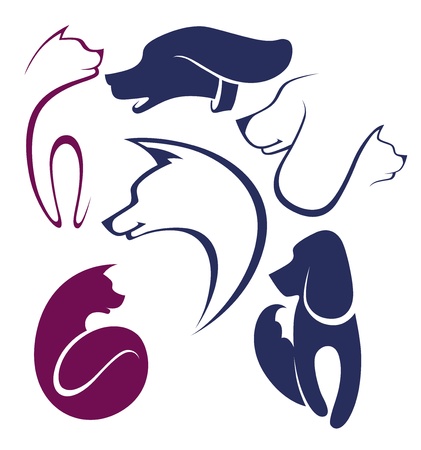 cats and dogs,  collection of pets symbolsのイラスト素材