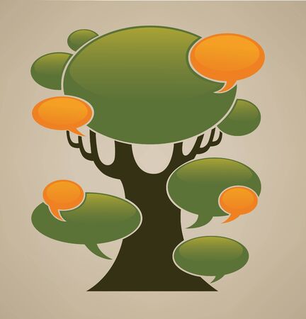  background with image of tree and speech bubblesのイラスト素材