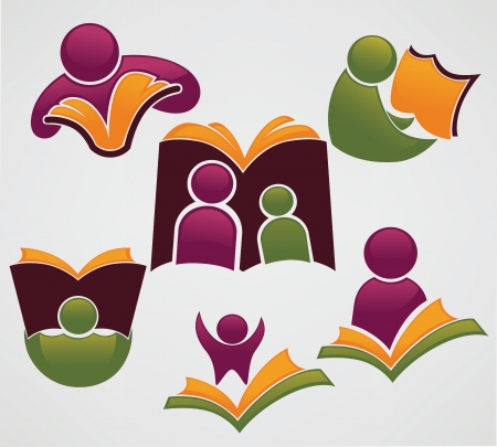 vector collection of educational and reading symbols and iconsのイラスト素材