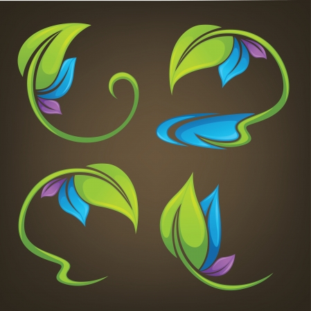 collection of colorful leaf frames on dark background のイラスト素材