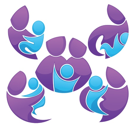 vector collection of family stickers and forms のイラスト素材