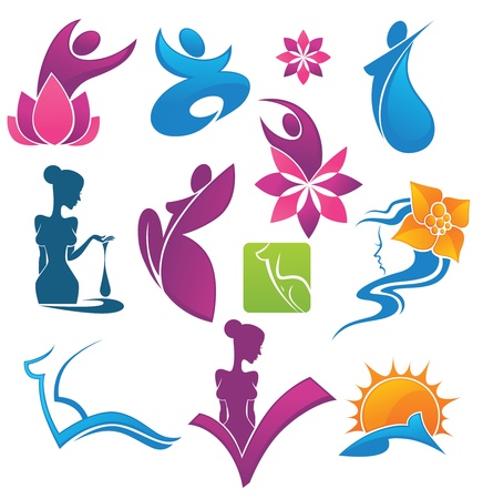 vector collection of spa and beauty symbolsのイラスト素材