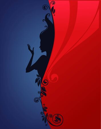 commercial background with floral girl silhouetteのイラスト素材