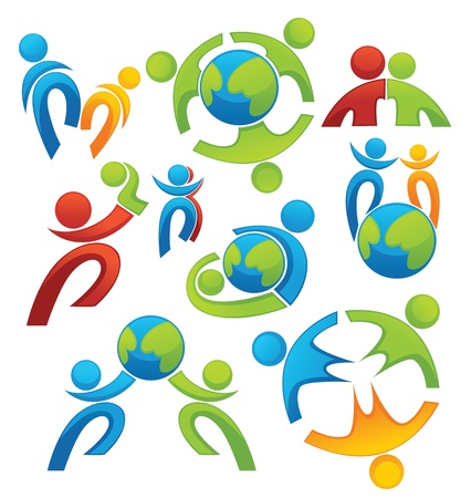 ecological family, collection of icons and symbolsのイラスト素材