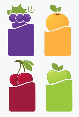 fresh fruits and berries stickers and labelsのイラスト素材