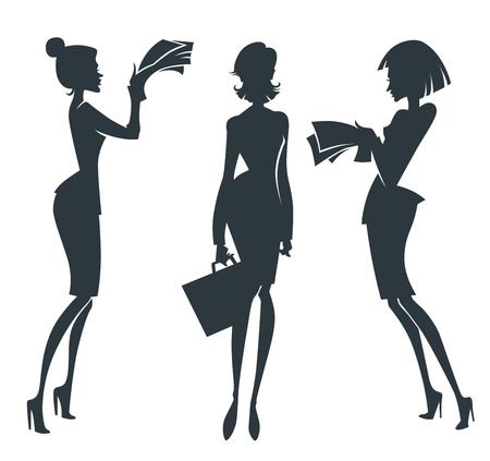 vector collection of business girl silhouettesのイラスト素材