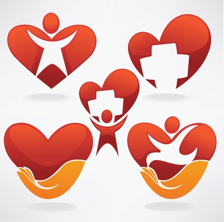 vector collection of health, hearts, people and medicineのイラスト素材