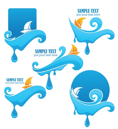 vector collection of summer emblems and stickersのイラスト素材